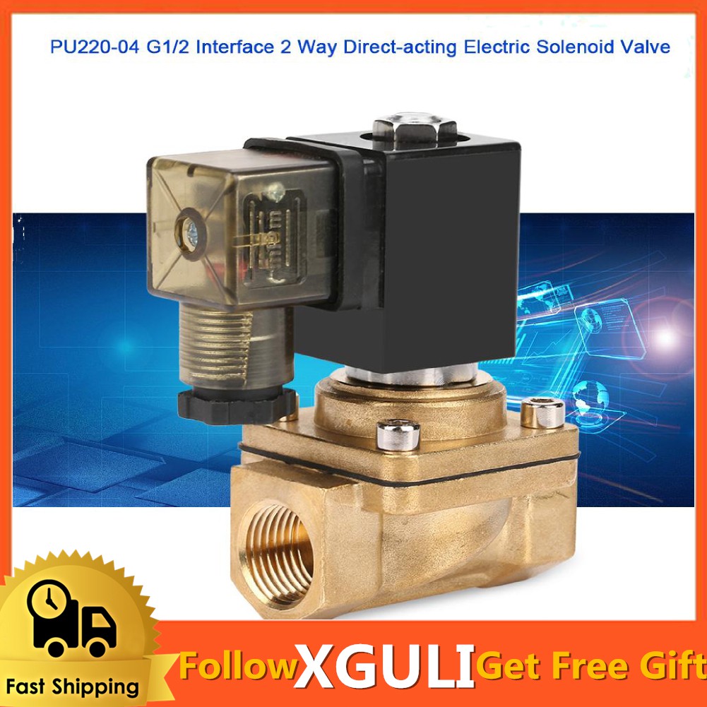 Xguli DC12V /DC24V/ AC110V/220V PU220-04 G1/2 Interface 2 Way Direct ...