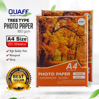 QUAFF Glossy Photo Paper / Inkjet Glossy Photo Paper 180GSM  (20 sheets / Pack)