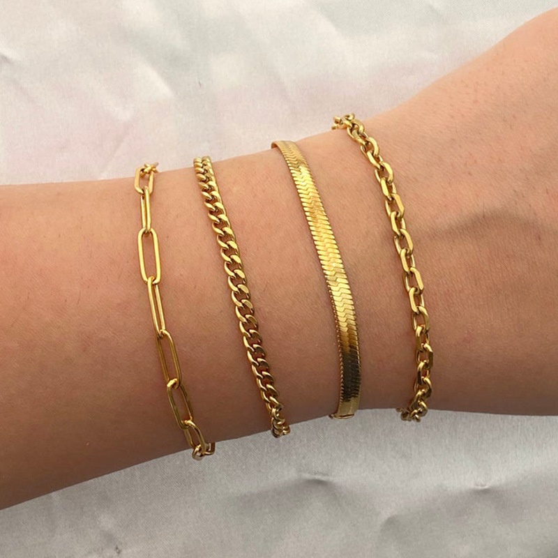 CML】4PCS European and American new bracelet simple flat snake chain hand  bracelet set | Shopee Philippines