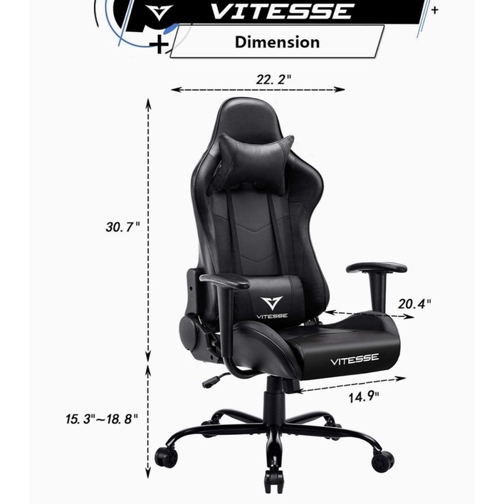 VIT Ergonomic Red Gaming Gamer Chair for Adults 400 lbs PC Computer Chair Racing Office Chair Silla Gamer Height Adjustable Swivel Chair with Lumbar Support and Headrest 