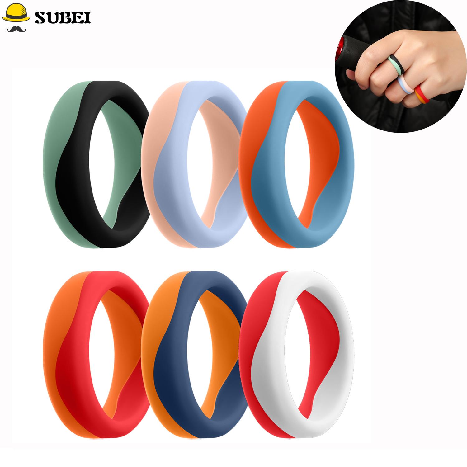 SUBEI Breathable Silicone Ring Sports Style Rubber Wedding Bands Womens