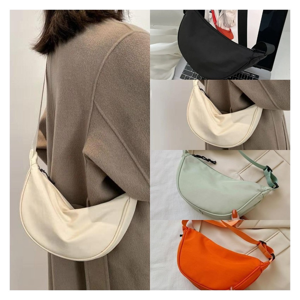 Korean Nylon Bag Women Shoulder Bag Simple Sling Bag With Zipper