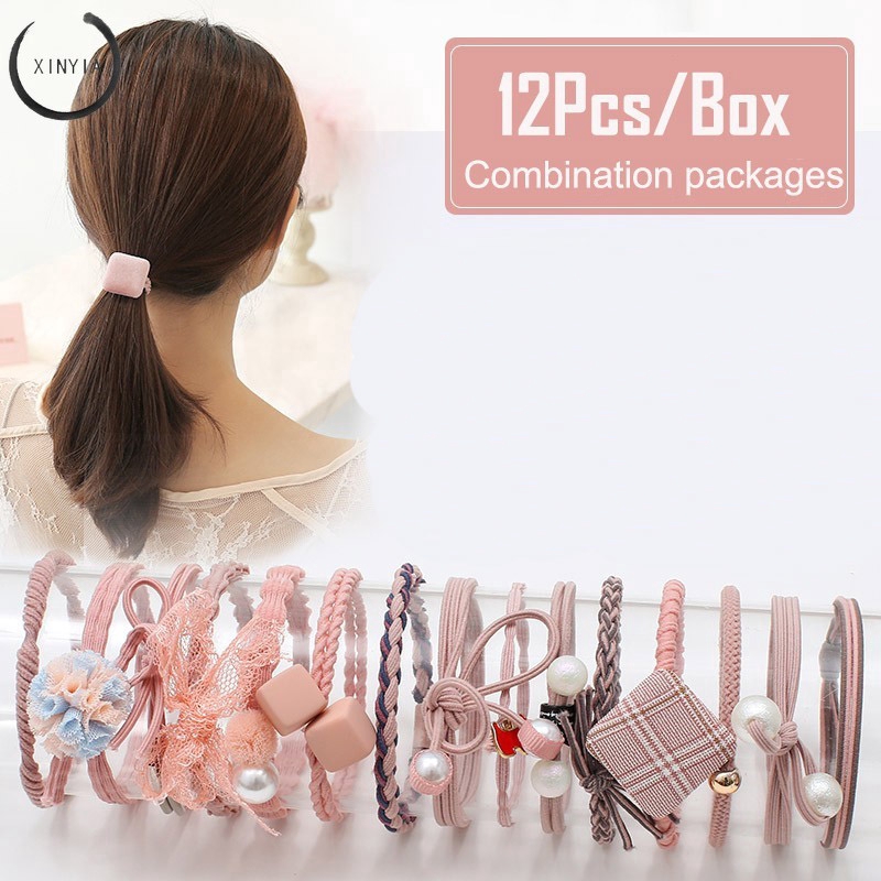 [COD ] 12Pcs / Set Hair Tie Simple Korean Style Rubber Band Female Tie ...