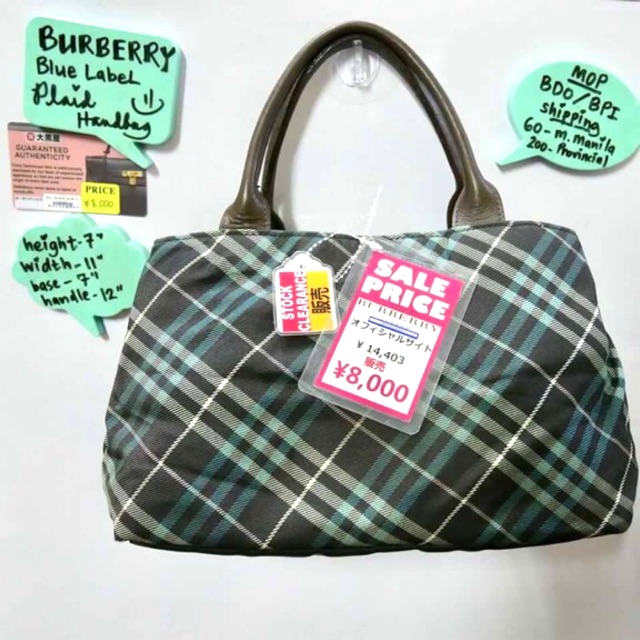 Burberry Blue Label Plaid Handbag from Japan | Shopee Philippines