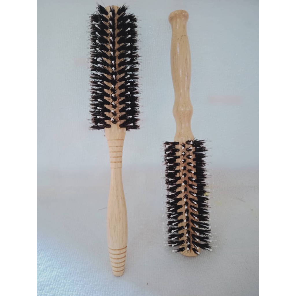 wooden hair roller brush hair comb white handle boar bristle Shopee
