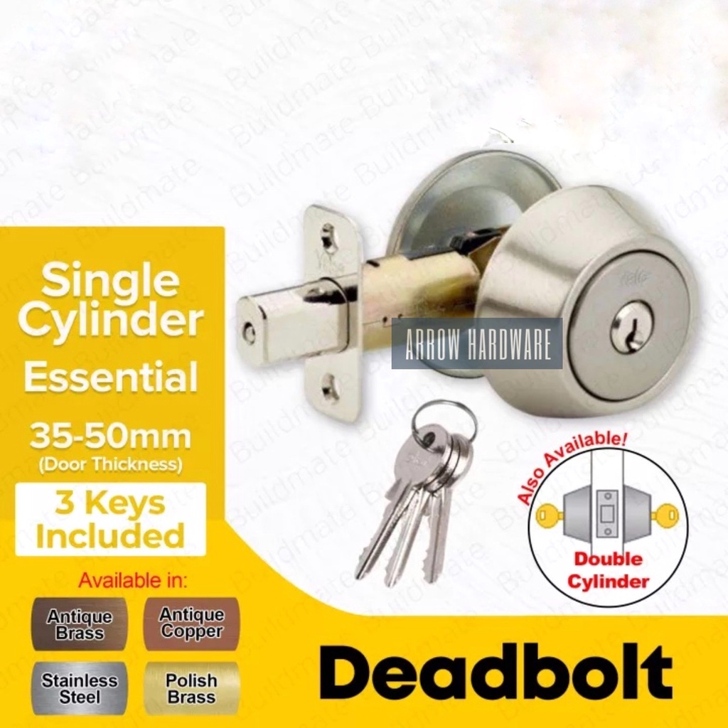High Security Single Cylinder Deadbolt Lock Entrance Lockset Shopee