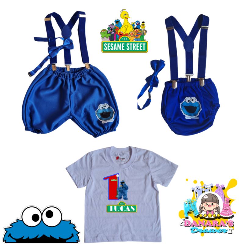 SESAME STREET COOKIE MONSTER SMASH CAKE BIRTHDAY OUTFIT | Shopee Philippines