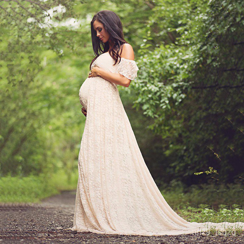 Womens Maternity Dress Maxi Baby Shower Pregnancy Dresses for Photoshoot 
