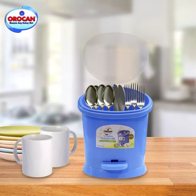 Cutlery Holder / Spoon & Fork Holder or Storage with cover Shopee