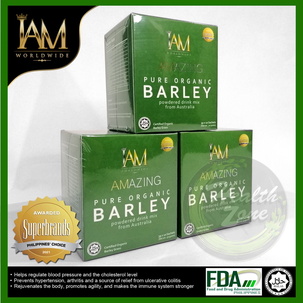 3 Boxes IAM Amazing Pure Organic Barley Powdered Drink Mix | Shopee ...