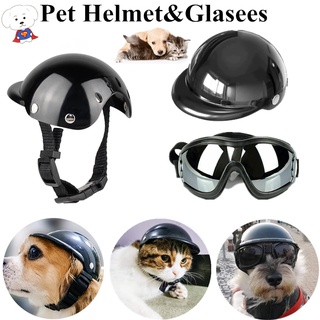 【2-3 Days Delivered】Pet Dog/Cat Hat Motor Bike Cycling Safety Helmet W Glassee Plastic Adjustable