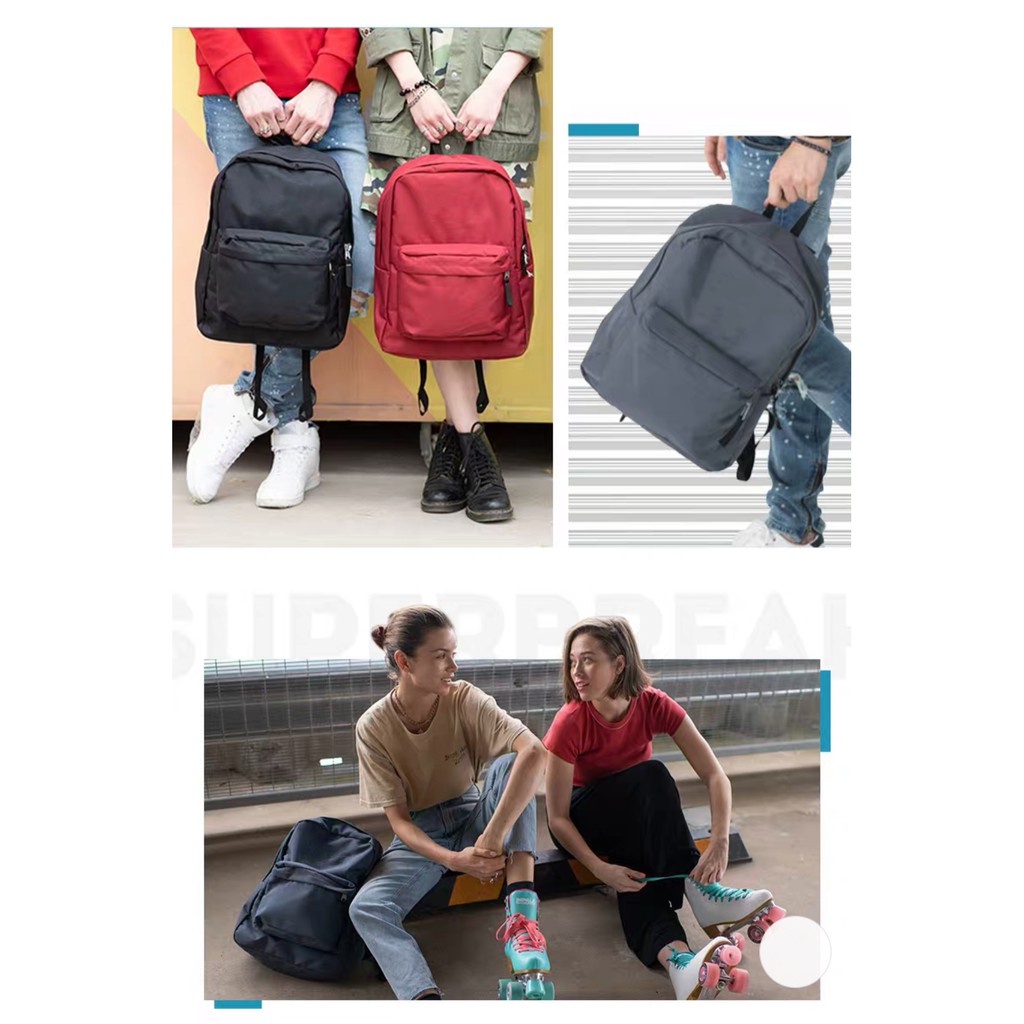 【Philippine cod】 247 Waterproof backpack Korean Style High School College Student plain color bac