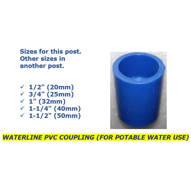 WATERLINE PVC COUPLING (FOR POTABLE WATER USE) - 1/2