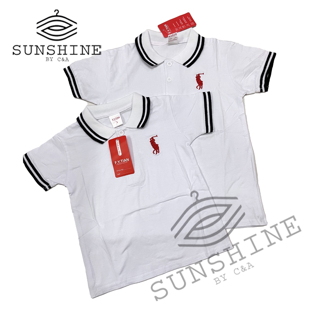Sunshine- Kids Boys Plain WHITE Polo Shirt Branded Quality Lots of Sizes Better Than Mall but Cheap