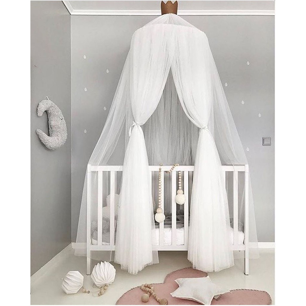 Baby Bed Curtain Round Crib Tent Hung Dome Mosquito Net