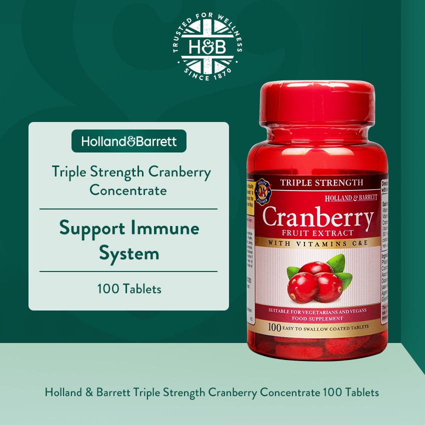 Holland & Barrett Triple Strength Cranberry Concentrate 100 Tablets