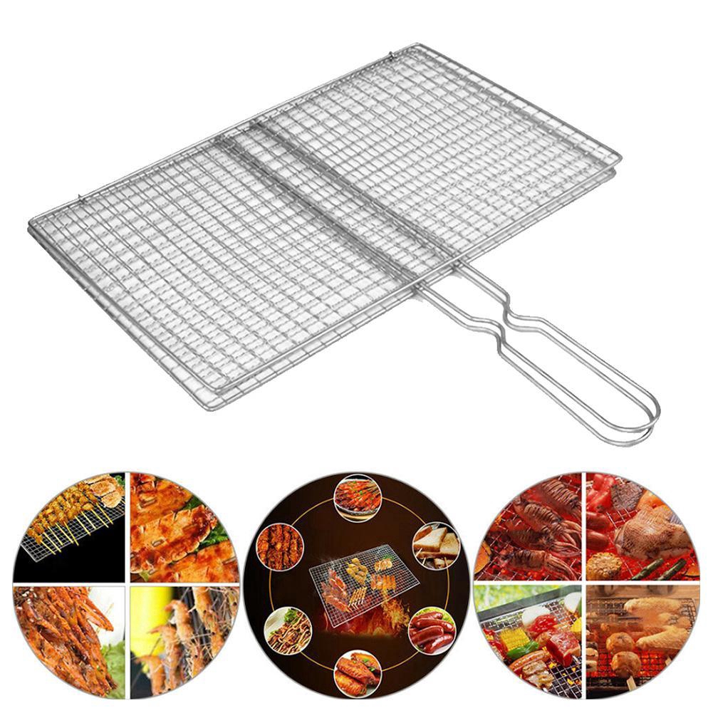 35 * 19 /40 * 21.5 cm Non Stick Grilling Mats BBQ Mesh Barbecue Basket Grill Tool With Fish O2C8