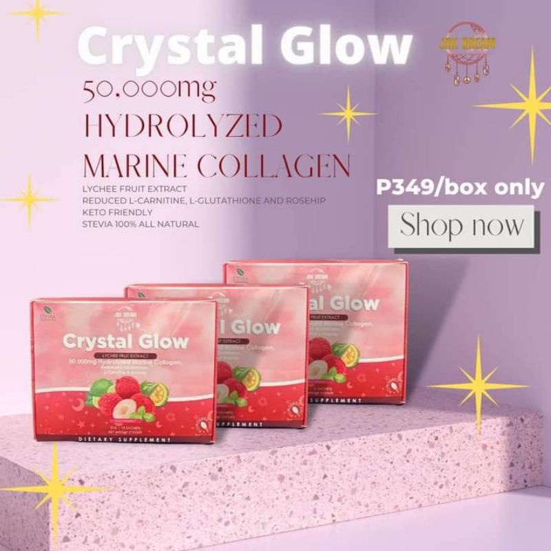 Crystal Glow Collagen Drink 10 sachet/box by JRK Dream & Glow lipo by Prestige International