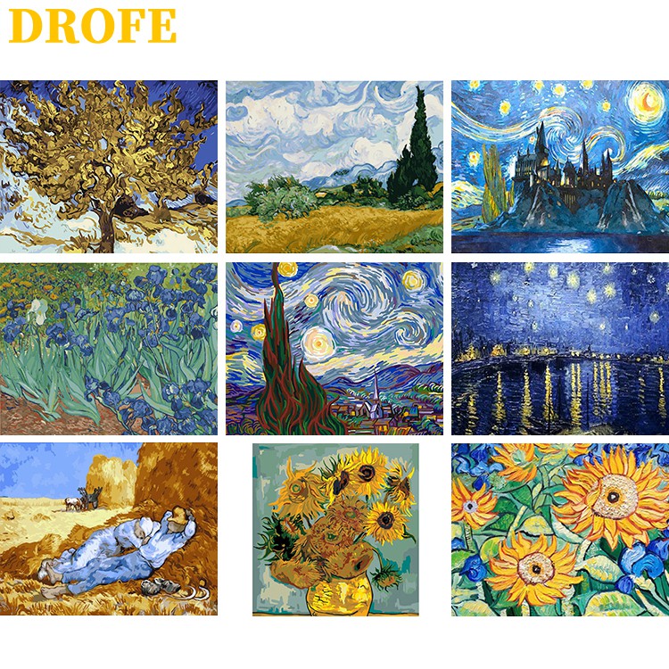 DROFE 【40x50cm】Van Gogh's famous paintings Paint by Numbers unframe wall art/ painting by