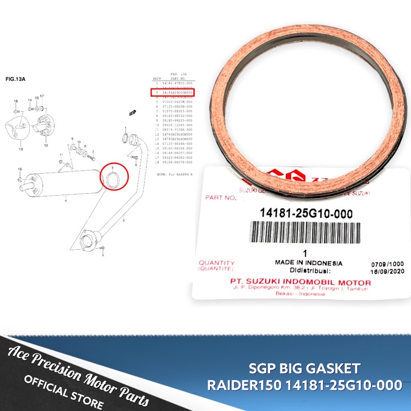Caltric Exhaust Pipe Gasket Compatible With Suzuki 14181-12010 14181-42A00 14181-19B00 14181-12000 