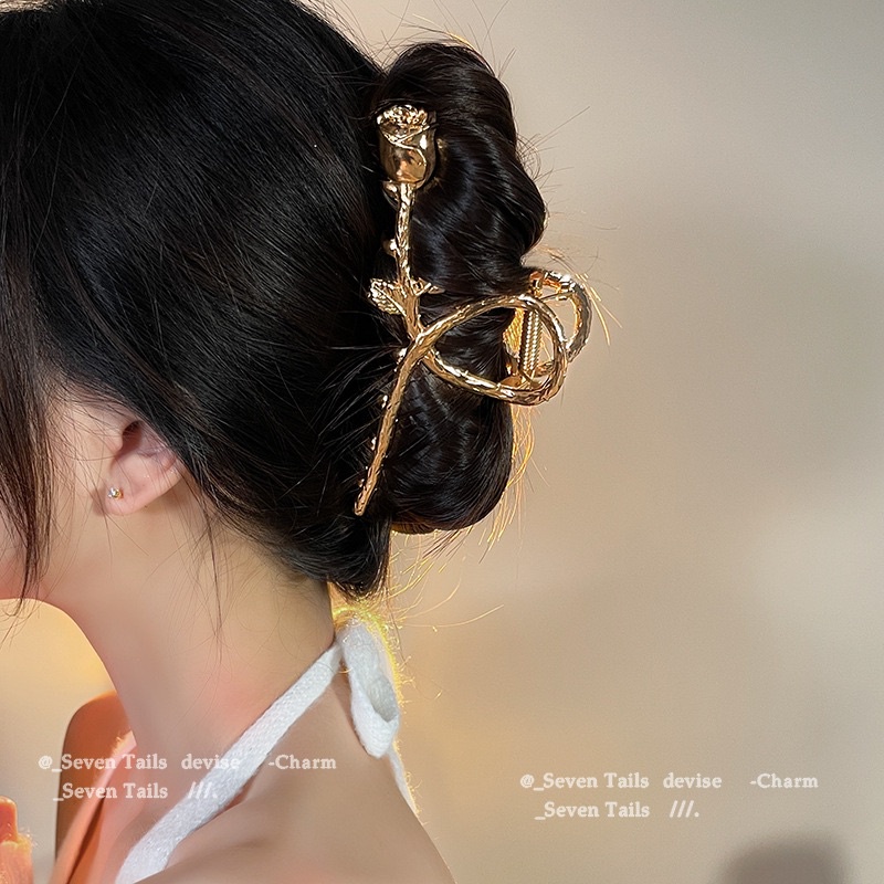 Korean New Design Butterfly Metal Hair Clip Elegant Rose Hair Clamp with  Rhinestone Pearl Ponytail Clip Fashion Hair Claw Chic Women Hair Accessory  | Shopee Philippines
