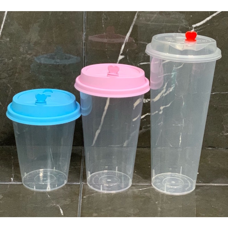 Plastic Cups Milk Tea Hard Cups With Lid Set Shopee Philippines 6739