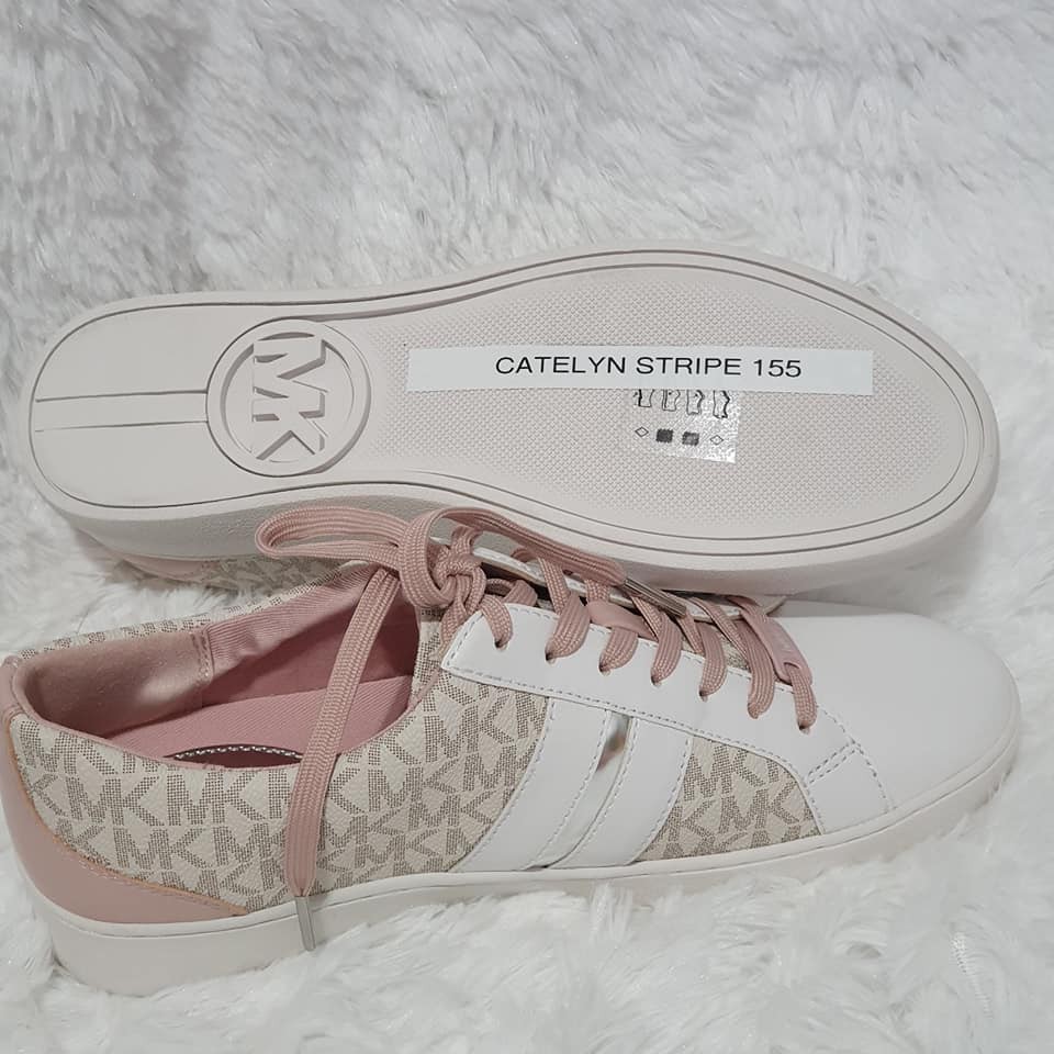 Michael Kors 100% USA Authentic Catelyn Stripe Lace Up Shoes Vanilla  Sneakers | Shopee Philippines