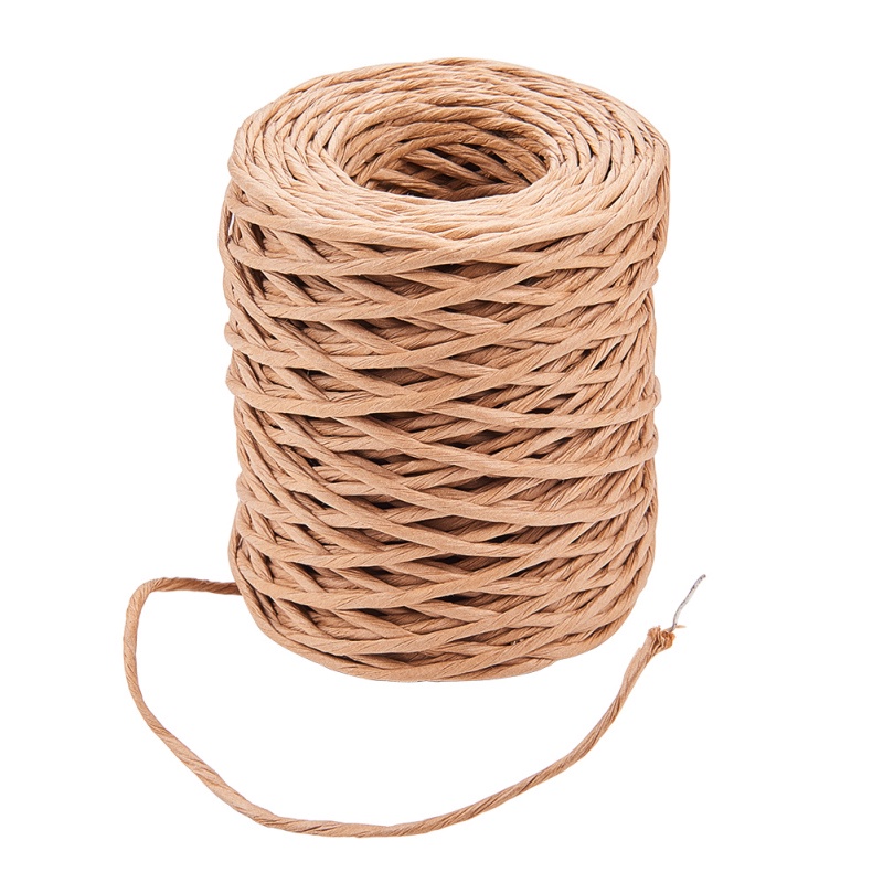 PTCOME 2pcs Paper Cord Paper Wire Natural 200 m Floral Bind Wire Paper Iron Wires Floristry Paper Ribbon Roll for Flower Arrangement Wedding Bouquet Packaging Basket 