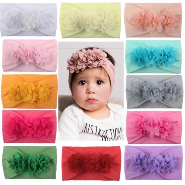 Cute Baby Girl Hair Band Floral Headband Turban Flower Shopee Philippines