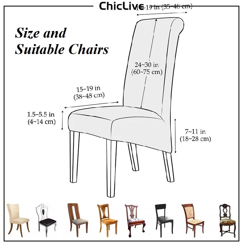TJacquard Fleece Extra Large High Back Dining Chair Cover Elastic
