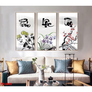 [Combo 3 Panels] Phuc Loc Tho Mirror Coated Paintings Ratio 1: 2 Hanging Living Room, Church Room - Complete Finished Painting Just Hang #8