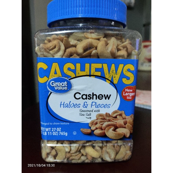 Great Value cashew halves & pieces seasoned with salt 765g | Shopee ...