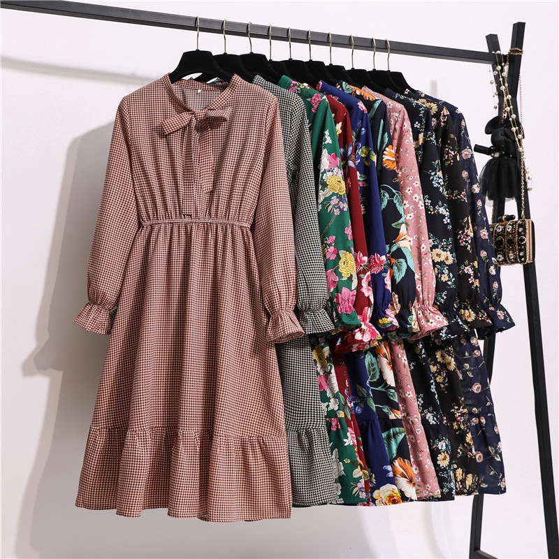 pink long sleeve floral dress