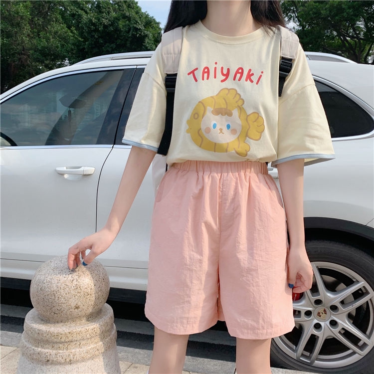 elastic waist linen shorts