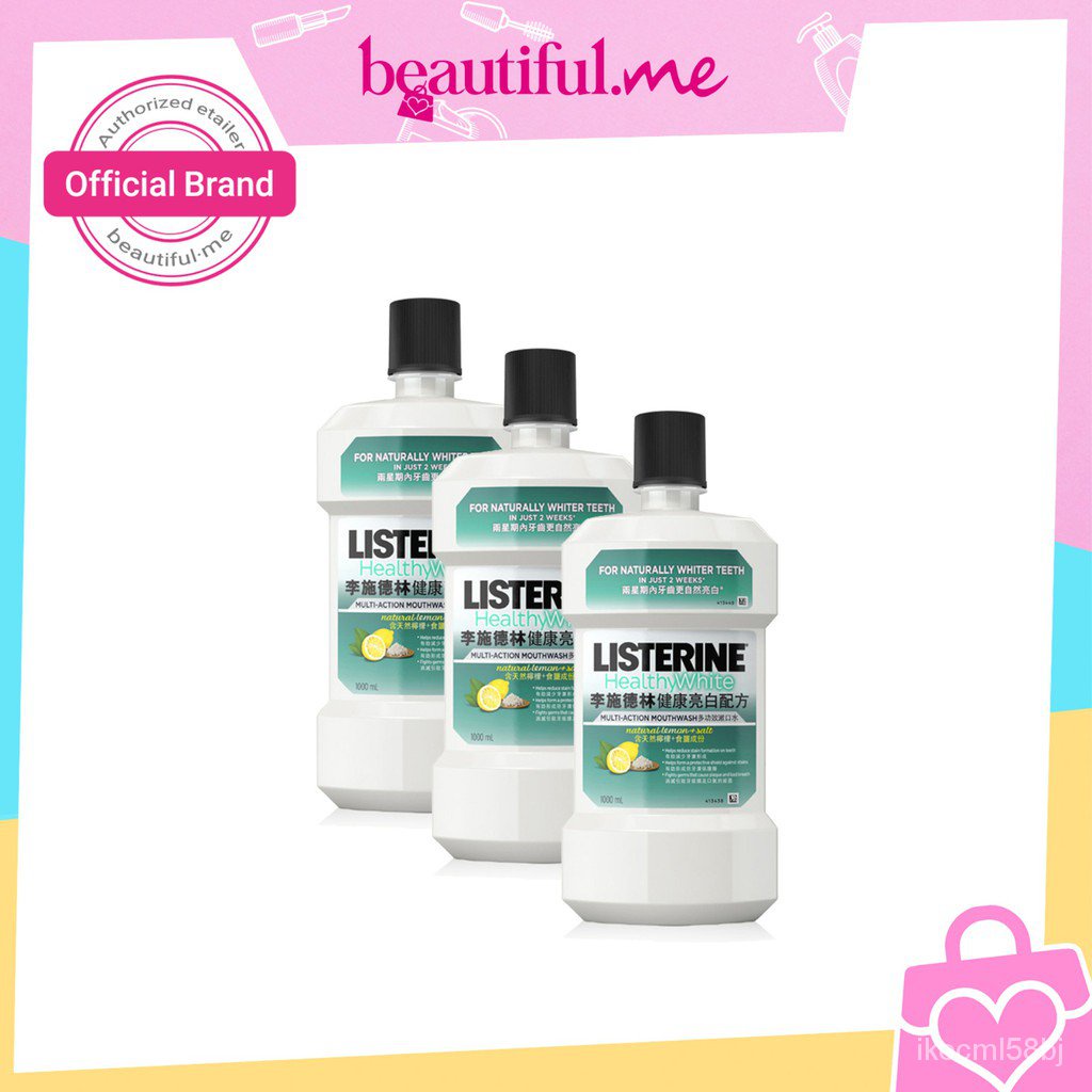 Listerine Mouthwash Healthy White 1000ml x 3Oral Care Shopee Philippines