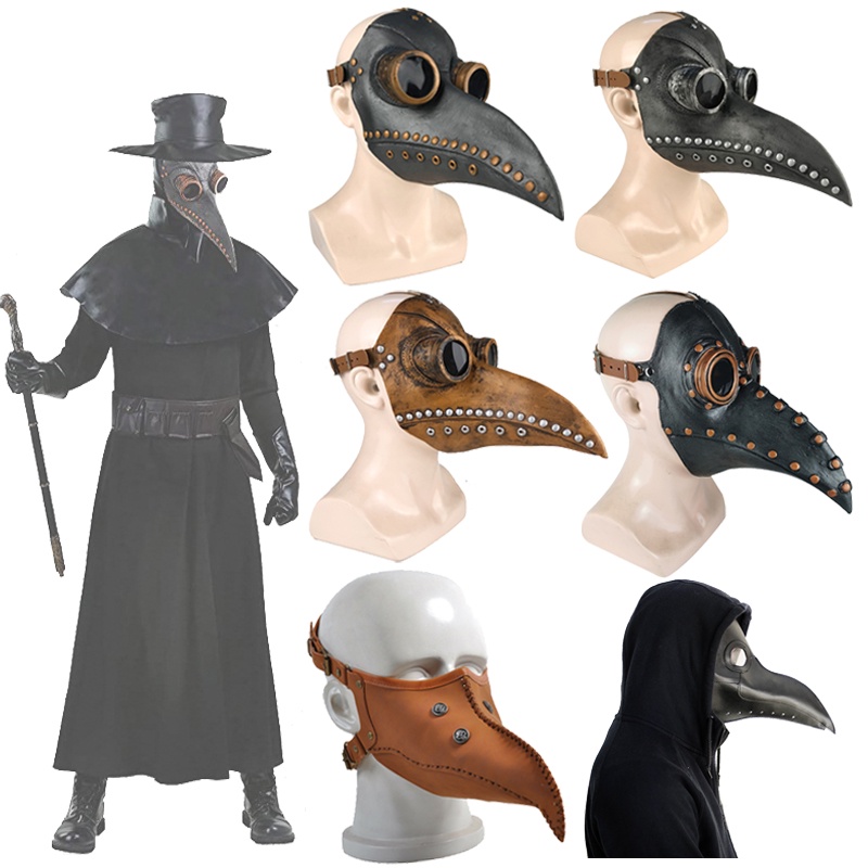 Funny Medieval Steampunk Plague Doctor Bird Mask Latex Punk Cosplay ...