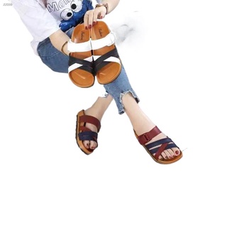 ↂ☊⊕ST&SATKorean Sandals Flat Slippers Cross Strap Velcro (add 2 size bigger)