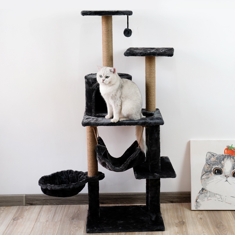 Beige Large Cat Condo tower Cat House Cat Climbing Framecament Cat Climbing  Board Toy Cat HammocK #9