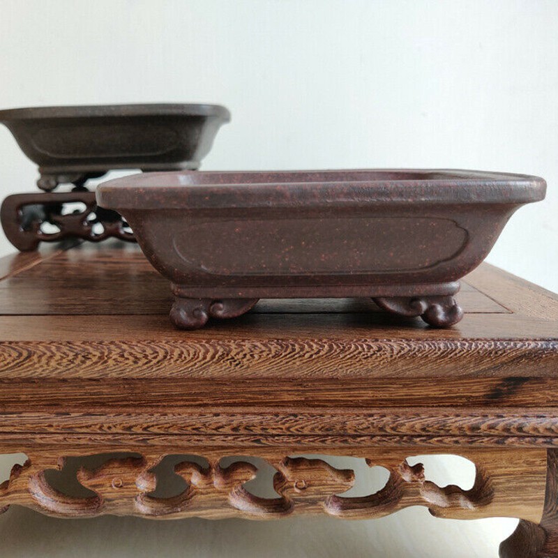 1 Pcs Rectangular Chinese Yixing Zisha Shohin Cloud Feet Bonsai Pot 13X11X4.5cm
