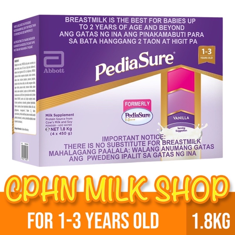 Pediasure Vanilla 1.8kg 13 Years Old Milk Supplement Shopee Philippines
