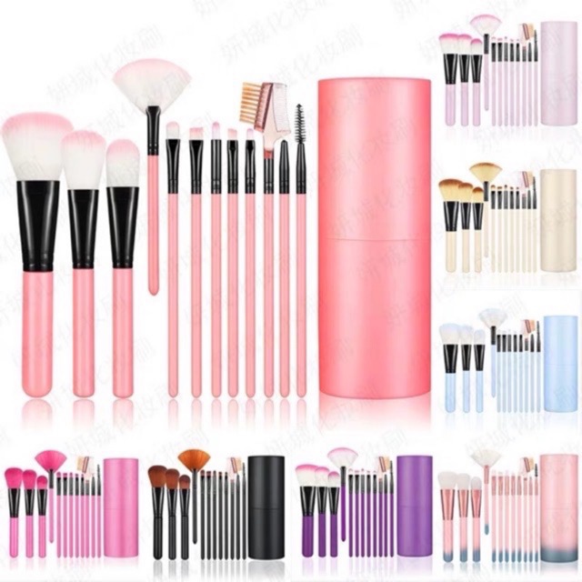 Fashion 12 Pcs Makeup Brush Set With Case Shopee Philippines