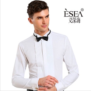 【Sale】men's French tuxedo long sleeve solid turn-down collar formal male shirts (3-colors) #1