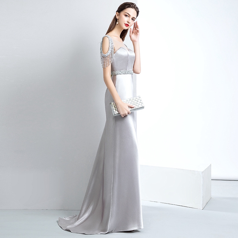 satin fishtail dress
