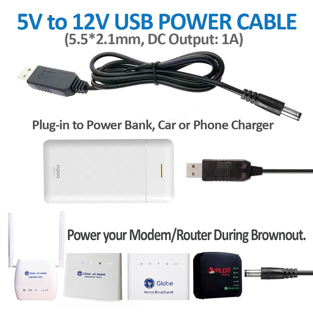 USB Power Cable Booster for Modem/Router Powerbank to Wifi Modem Router
