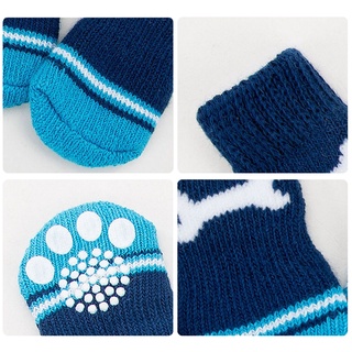 4Pcs Pet Dog Socks with Cute Print Anti-Slip Cats Puppy Shoes Paw Protector Products #7