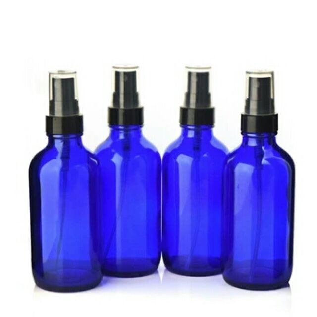 blue glass spray bottles