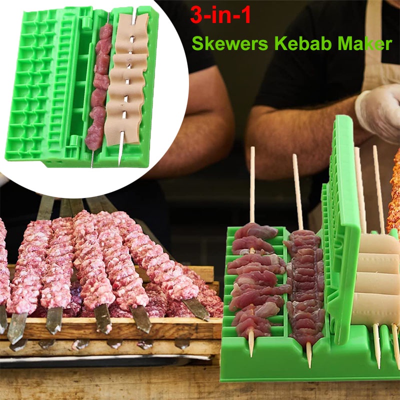 3in1 Multi Skewers Kebab Maker Barbecue Stringer Box Machine Beef Pork ...
