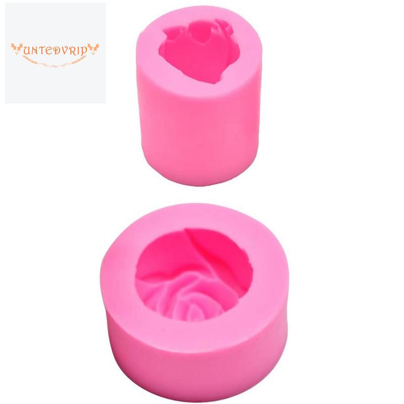 2Pcs/Set 3D Rose Flower Candle Molds, Rose Shaped Craft Art Silicone Mold for Making Beeswax Candle