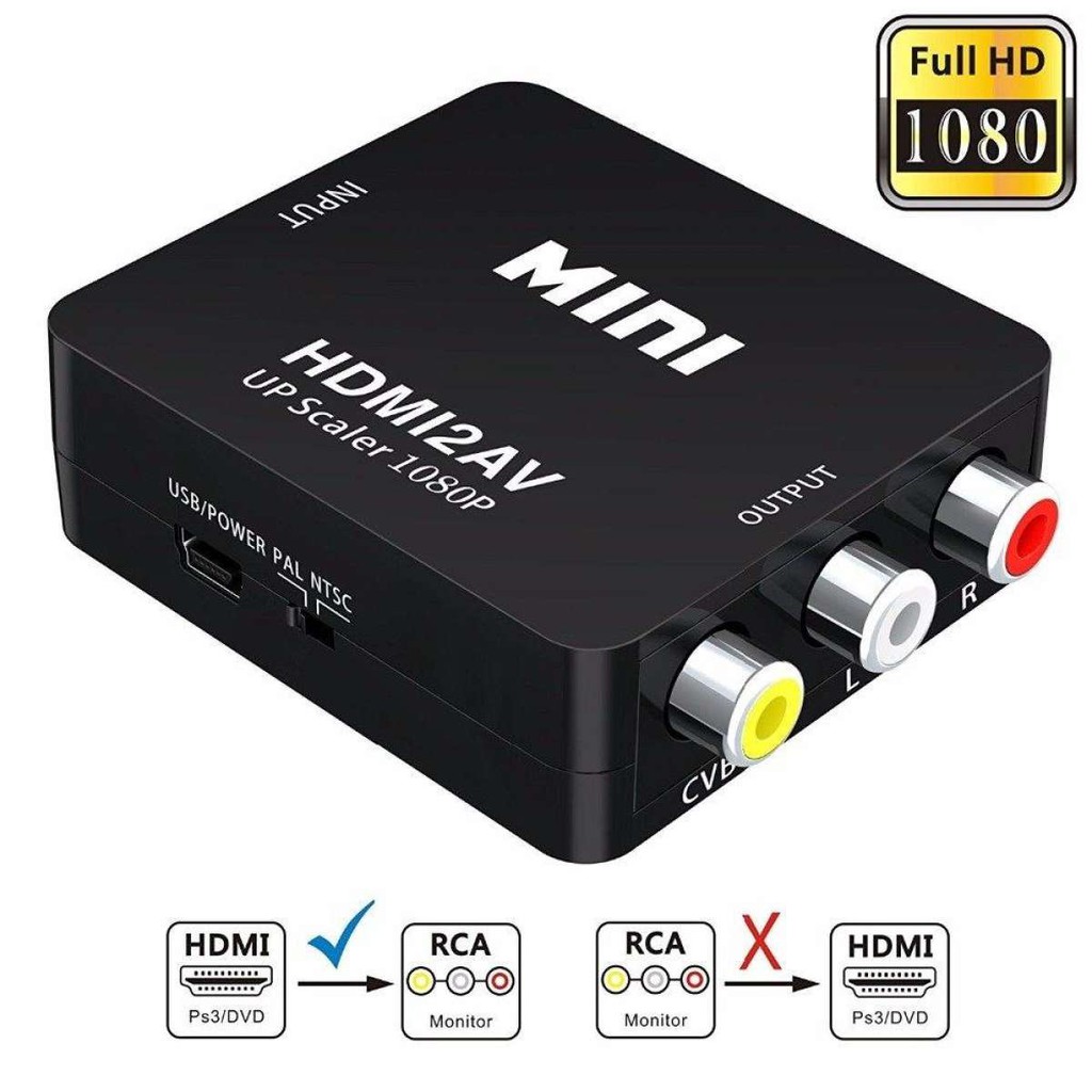 HDMI TO AV Adapter Converter Mini HD Video Converter Box HDMI to RCA AV ...