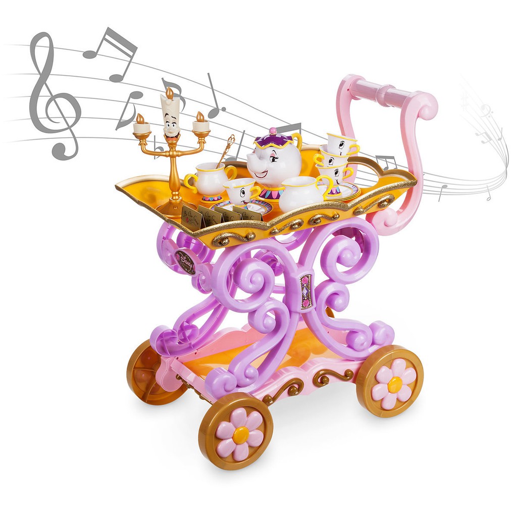 beauty and the beast tea set cart